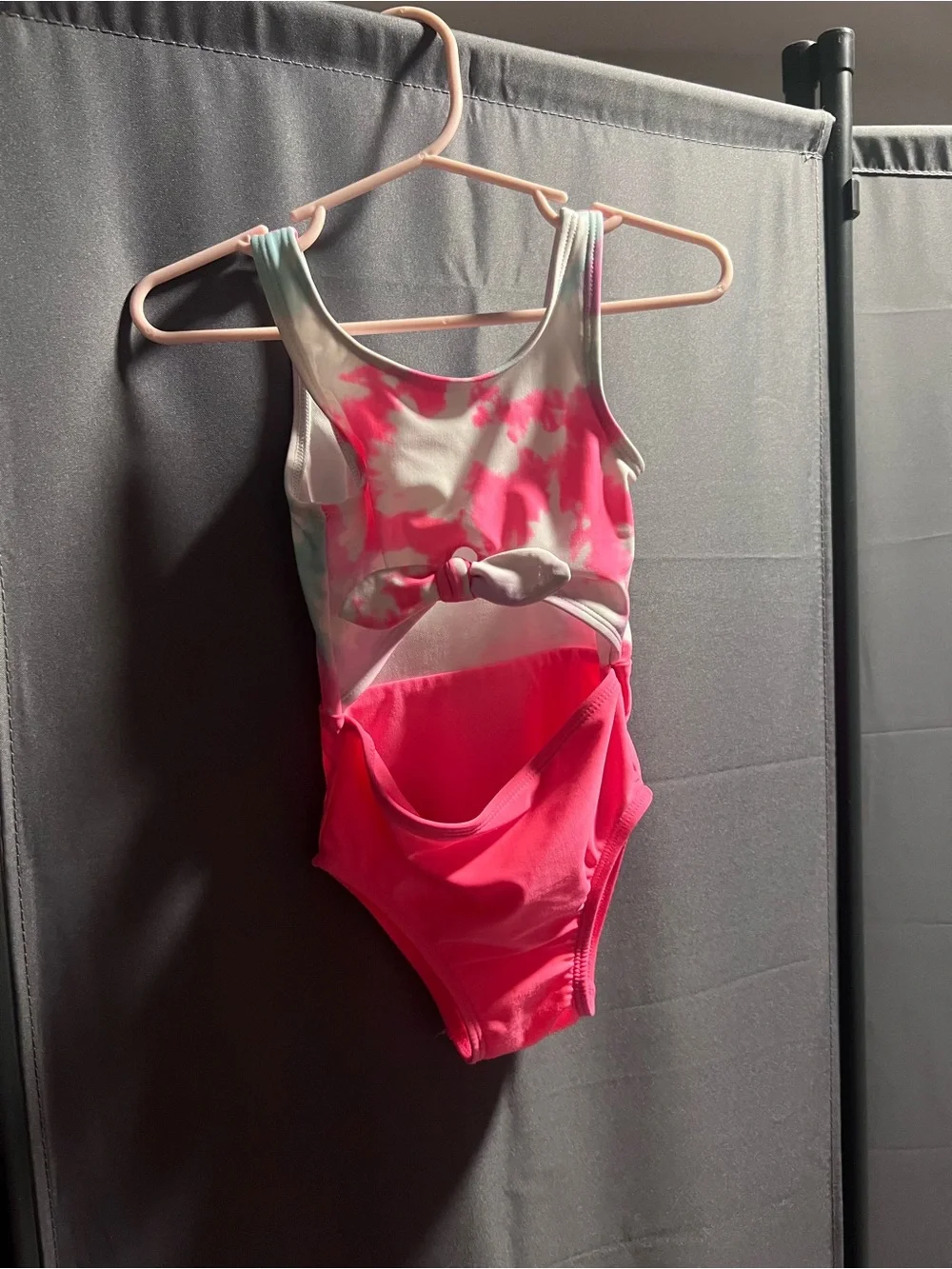2T Girls Pink Tie-Dye One-Piece Swimsuit with Knot Front